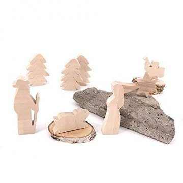 Maria, Josef und Krippe - handgefertigte Krippenfiguren aus Holz - Weihnachtsgeschenk, Nikolaus - 2