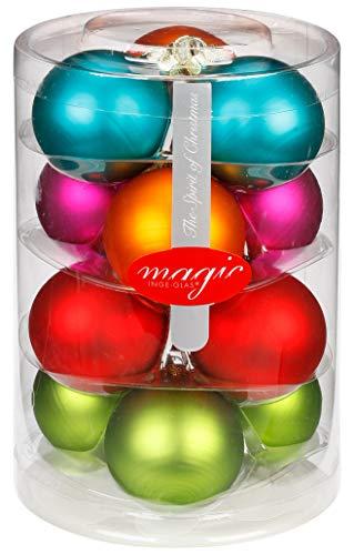 12 Christbaumkugeln Mille Fiori Inge Glas - 6 cm / 60 mm - Baumschmuck rot grün lila orange türkis - 1