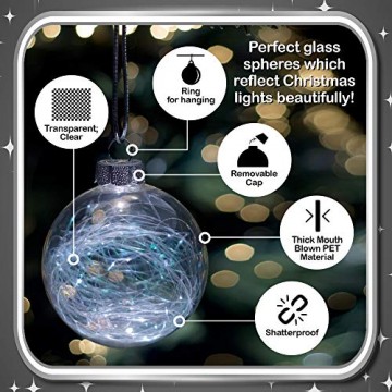 15 Weihnachtskugeln aus transparentem Kunststoff – befüllbare DIY Christbaumkugeln aus Plastik – klare und durchsichtige Kunststoffkugeln zum Befüllen als Christbaumschmuck oder zum Dekorieren - 5