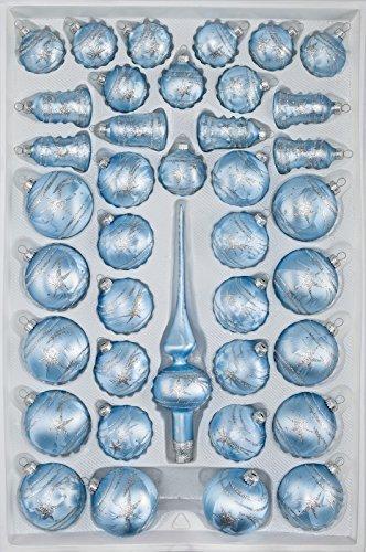 39 TLG. Glas-Weihnachtskugeln Set in Ice Blau Silber Komet- Christbaumkugeln - Weihnachtsschmuck-Christbaumschmuck - 1