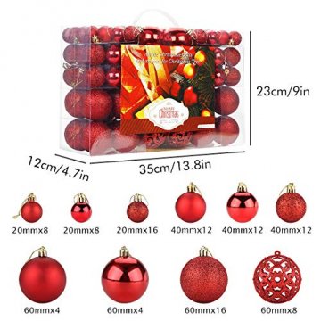 Aitsite Christbaumkugeln Weihnachtskugeln 6CM/4 cm/2 cm Wandbehang Ornamente Weihnachtsbaum Kugeln Flitter Tür Dekorationen Festival Dekore - 2