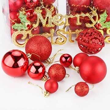Aitsite Christbaumkugeln Weihnachtskugeln 6CM/4 cm/2 cm Wandbehang Ornamente Weihnachtsbaum Kugeln Flitter Tür Dekorationen Festival Dekore - 4
