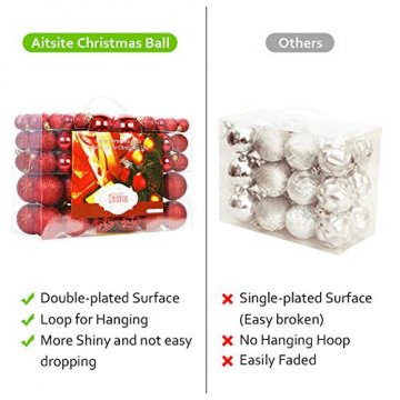 Aitsite Christbaumkugeln Weihnachtskugeln 6CM/4 cm/2 cm Wandbehang Ornamente Weihnachtsbaum Kugeln Flitter Tür Dekorationen Festival Dekore - 6