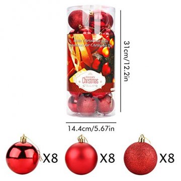 Aitsite Weihnachtskugeln Weihnachtsbaum 6 cm Kugeln Flitter Tür Christbaumkugeln Wandbehang Ornamente Dekorationen Baum Dekorative Kugeln - 2