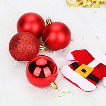 Aitsite Weihnachtskugeln Weihnachtsbaum 6 cm Kugeln Flitter Tür Christbaumkugeln Wandbehang Ornamente Dekorationen Baum Dekorative Kugeln - 3