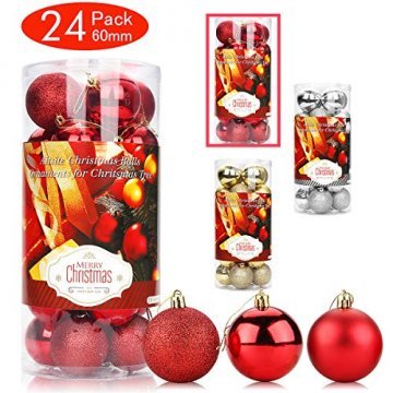 Aitsite Weihnachtskugeln Weihnachtsbaum 6 cm Kugeln Flitter Tür Christbaumkugeln Wandbehang Ornamente Dekorationen Baum Dekorative Kugeln - 1
