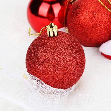 Aitsite Weihnachtskugeln Weihnachtsbaum 6 cm Kugeln Flitter Tür Christbaumkugeln Wandbehang Ornamente Dekorationen Baum Dekorative Kugeln - 5