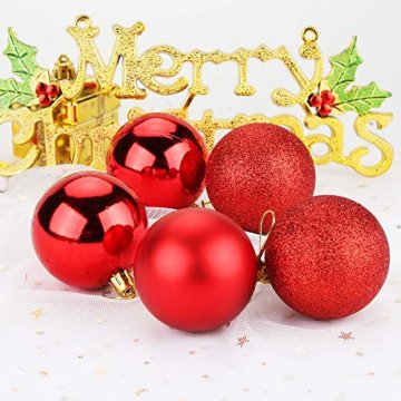 Aitsite Weihnachtskugeln Weihnachtsbaum 6 cm Kugeln Flitter Tür Christbaumkugeln Wandbehang Ornamente Dekorationen Baum Dekorative Kugeln - 7
