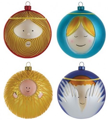 Alessi Weihnachtsbaumkugel Set 4-teilig - 4 Christbaumkugeln Maria, Josef, Jesus-Kind und Engel - 1