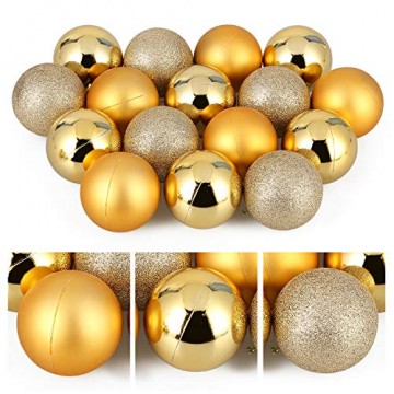 Baumkugeln 24 Stück 4cm Christbaumkugeln Weihnachtskugeln, Weihnachtsdekorationen Baumschmuck für Christmasbaum Weinachtsbaum Tannenbaum, für Weihnachten, Hochzeit, Jubiläum, Party, Feier usw. (gold) - 9