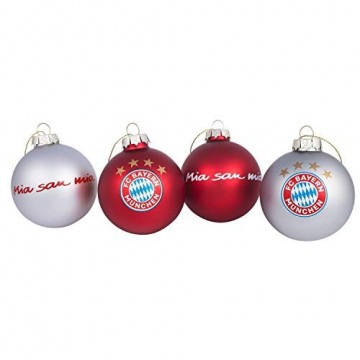 Bayern München Christbaumkugeln / Weihnachtskugeln / Christbaum Schmuck 4er-Set FCB - plus gratis Aufkleber forever München - 1