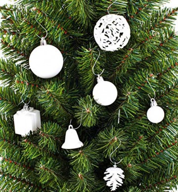 Brubaker 101-teiliges Set Weihnachtskugeln mit Baumspitze Weiß Grau Christbaumschmuck - 4