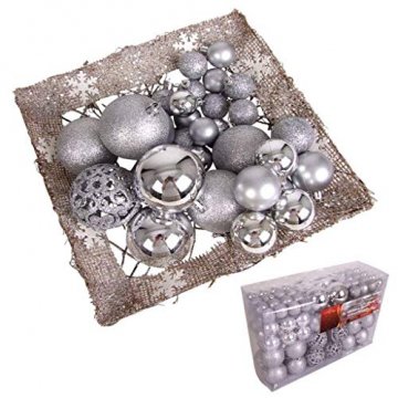 Christmas Gifts 100 x Weihnachtskugeln, Plastik, Silver, 12.1 x 35.7 x 23.4 cm - 4