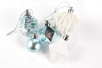 HEITMANN DECO 29er Set Christbaumkugeln Sortiment - Weihnachtsschmuck türkis Silber weiß zum Aufhängen - Kunststoff Christbaumschmuck (Türkis, Weiß, Silber) - 5