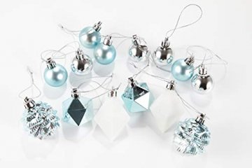 HEITMANN DECO 29er Set Christbaumkugeln Sortiment - Weihnachtsschmuck türkis Silber weiß zum Aufhängen - Kunststoff Christbaumschmuck (Türkis, Weiß, Silber) - 6