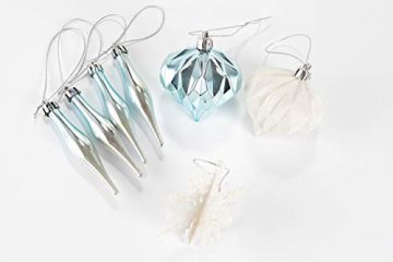 HEITMANN DECO 29er Set Christbaumkugeln Sortiment - Weihnachtsschmuck türkis Silber weiß zum Aufhängen - Kunststoff Christbaumschmuck (Türkis, Weiß, Silber) - 7