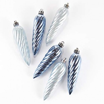 HEITMANN DECO 50er Set Christbaumkugeln Christbaumschmuck mit Stern Spitze - Kunststoff Weihnachtsschmuck Blau Silber zum Aufhängen - 5