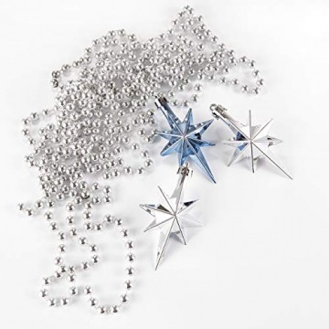 HEITMANN DECO 50er Set Christbaumkugeln Christbaumschmuck mit Stern Spitze - Kunststoff Weihnachtsschmuck Blau Silber zum Aufhängen - 6