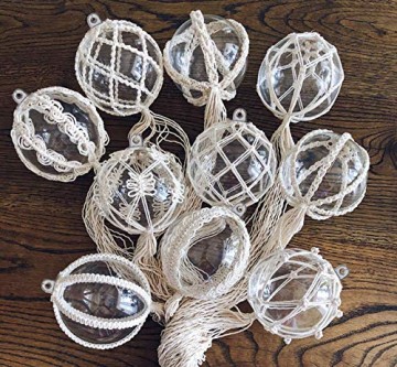 ilauke 20 stück Christbaumkugeln Weihnachtskugeln Acrylkugeln Transparent Set mit Federn- Perlenfaden- Schneeflocken, für Saisonal Deko, Hochzeit, Bemahlung, Weihnachtsbaumschmuck, Party (80mm) - 9