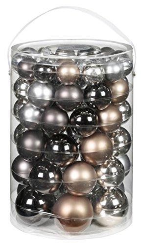 Inge Glas 15090A460MO Kugelsortiment 60Stück/Großdose Urban Graphic-Mix, 4/5/6/7 cm, (Zinn,Graubraun,Granit) Christbaumkugel, Bunt, 4/5/6/7cm - 1