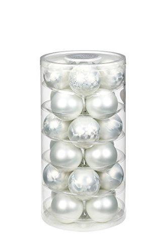 Inge-glas 16106D103MO Glaskugel, 60 mm, 24 Stück/Dose, Eislack, matt weiß - 1