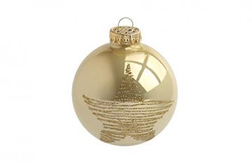 KREBS & SOHN 12er Set Glaskugeln - Weihnachtsbaumschmuck zum Aufhängen - Christbaumkugeln Sortiment - Gold Elfenbein - 3