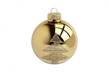 KREBS & SOHN 12er Set Glaskugeln - Weihnachtsbaumschmuck zum Aufhängen - Christbaumkugeln Sortiment - Gold Elfenbein - 4