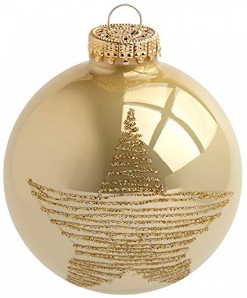 KREBS & SOHN Heitmann Deco 20er Set Glas Christbaumkugeln-Weihnachtsbaum Deko zum Aufhängen-Weihnachtskugeln 5,7 cm-Gold, Elfenbein, (5,7cm Ø Durchmesser) - 2