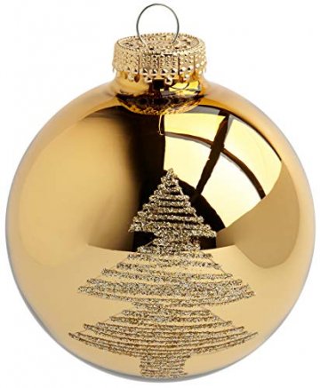 KREBS & SOHN Heitmann Deco 20er Set Glas Christbaumkugeln-Weihnachtsbaum Deko zum Aufhängen-Weihnachtskugeln 5,7 cm-Gold, Elfenbein, (5,7cm Ø Durchmesser) - 3