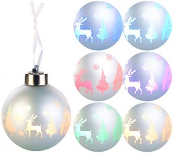 Lunartec LED Weihnachtskugel: Christbaumkugeln mit Farbwechsel-LEDs, Ø 8cm, 4er-Set (LED Weihnachtskugeln kabellos) - 3