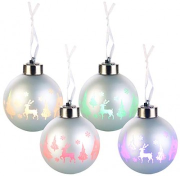 Lunartec LED Weihnachtskugel: Christbaumkugeln mit Farbwechsel-LEDs, Ø 8cm, 4er-Set (LED Weihnachtskugeln kabellos) - 1