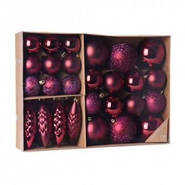 Multistore 2002 31er Set Weihnachtskugeln Ø8/6/5cm, Bordeaux - Weihnachtsbaumkugeln Christbaumkugeln Christbaumschmuck Baumschmuck Dekokugeln - 1