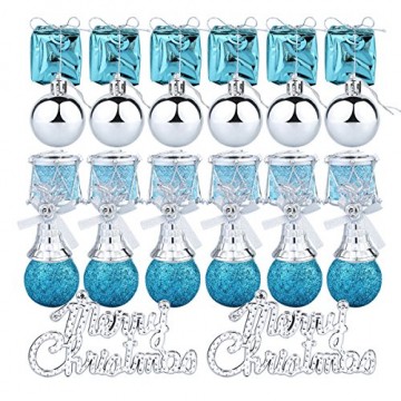 Parsion Weihnachtskugeln Weihnachtsdeko 32pcs Weihnachtskugeln Baumkugeln Baumschmuck Weihnachtsdeko Anhänger für Weihnachtsbaum-Ausgangsdekoration (blau) - 2