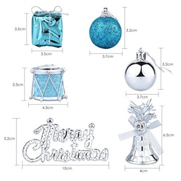 Parsion Weihnachtskugeln Weihnachtsdeko 32pcs Weihnachtskugeln Baumkugeln Baumschmuck Weihnachtsdeko Anhänger für Weihnachtsbaum-Ausgangsdekoration (blau) - 4