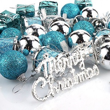 Parsion Weihnachtskugeln Weihnachtsdeko 32pcs Weihnachtskugeln Baumkugeln Baumschmuck Weihnachtsdeko Anhänger für Weihnachtsbaum-Ausgangsdekoration (blau) - 1