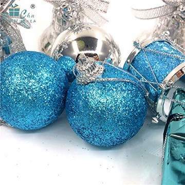 Parsion Weihnachtskugeln Weihnachtsdeko 32pcs Weihnachtskugeln Baumkugeln Baumschmuck Weihnachtsdeko Anhänger für Weihnachtsbaum-Ausgangsdekoration (blau) - 6