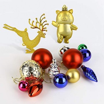 Redmoo Weihnachtskugeln, 30 Stücke Kunststoff Christbaumkugeln Weihnachtsdeko mit Aufhänger, Glänzend Glitzernd Matt Weihnachtsbaumschmuck Dekoration Rot Rosa Gold Grün Silber MEHRWEG Verpackung - 6