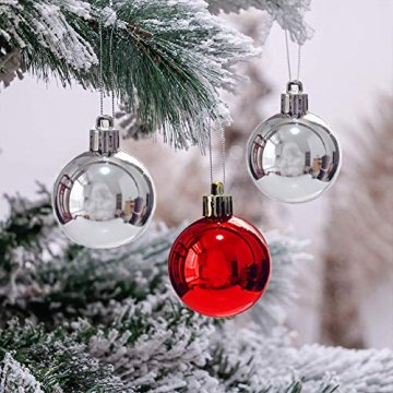 Rongyuxuan 48 stücke Christbaumkugeln Silber Bruchsichere Baumkugeln Ornamente Personalisierte Glänzende Weihnachten Hängende Dekoration für Festival Party (4-6 cm) - 5