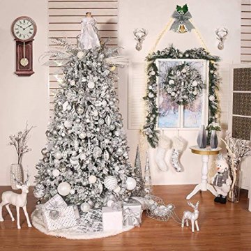 Rongyuxuan 48 stücke Christbaumkugeln Silber Bruchsichere Baumkugeln Ornamente Personalisierte Glänzende Weihnachten Hängende Dekoration für Festival Party (4-6 cm) - 6