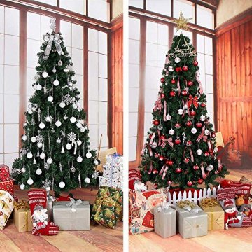 Rongyuxuan 48 stücke Christbaumkugeln Silber Bruchsichere Baumkugeln Ornamente Personalisierte Glänzende Weihnachten Hängende Dekoration für Festival Party (4-6 cm) - 7