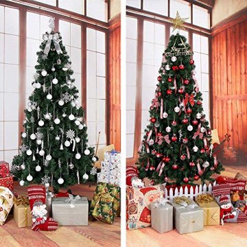 Rongyuxuan 48 stücke Christbaumkugeln Silber Bruchsichere Baumkugeln Ornamente Personalisierte Glänzende Weihnachten Hängende Dekoration für Festival Party (4-6 cm) - 7