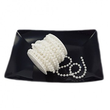 Sepkina Perlenband Perlenkette Perlengirlande Perlenschnur Weihnachten Advent Hochzeit Deko Tischdeko Rolle (S-P6-01-weiss-10m) (0,80€/m) - 6