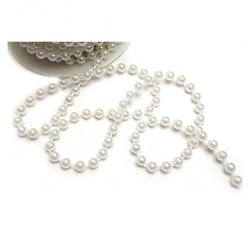 Sepkina Perlenband Perlenkette Perlengirlande Perlenschnur Weihnachten Advent Hochzeit Deko Tischdeko Rolle (S-P6-01-weiss-10m) (0,80€/m) - 7