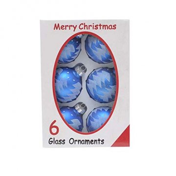 Shatchi 15685-BAUBLES-BLUE-6 Stück blau handbemalte Glas-Christbaumkugeln hängende Ornamente Dekorationen saisonale Heimdekoration Weihnachten mehrfarbig - 2