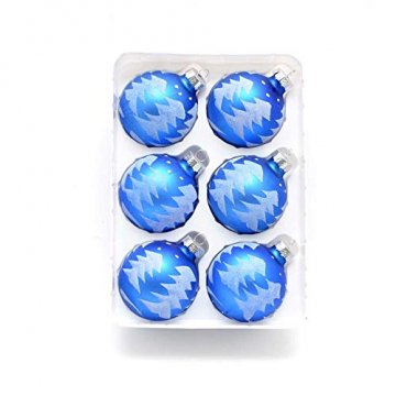 Shatchi 15685-BAUBLES-BLUE-6 Stück blau handbemalte Glas-Christbaumkugeln hängende Ornamente Dekorationen saisonale Heimdekoration Weihnachten mehrfarbig - 1