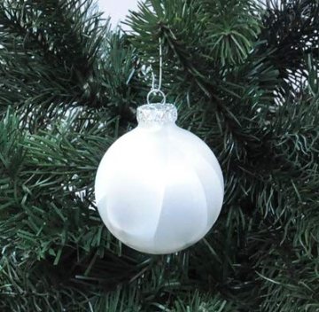 Thüringer Glasdesign 12x GLAS EISLACK CHRISTBAUMKUGELN 6cm WEIß TOP WEIHNACHTSKUGELN KUGELN - 3