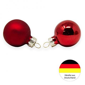 ToCi Mini Weihnachtskugeln Glas - 18er-Sets kleine Christbaumkugeln Ø3cm - Baumschmuck farblich Sortiert glänzend matt Weihnachten Deko Anhänger (Rot - Matt - Glänzend) - 4