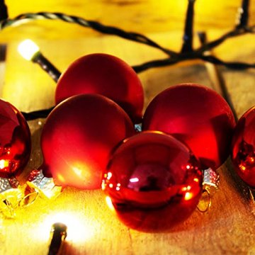 ToCi Mini Weihnachtskugeln Glas - 18er-Sets kleine Christbaumkugeln Ø3cm - Baumschmuck farblich Sortiert glänzend matt Weihnachten Deko Anhänger (Rot - Matt - Glänzend) - 5