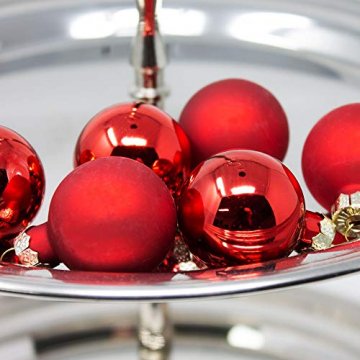 ToCi Mini Weihnachtskugeln Glas - 18er-Sets kleine Christbaumkugeln Ø3cm - Baumschmuck farblich Sortiert glänzend matt Weihnachten Deko Anhänger (Rot - Matt - Glänzend) - 6