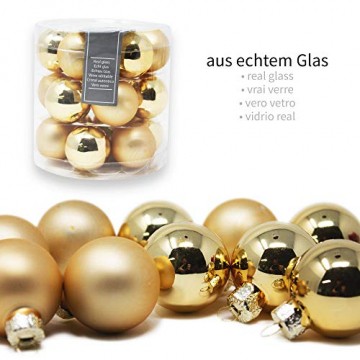 ToCi Mini Weihnachtskugeln Glas - 18er-Sets kleine Christbaumkugeln Ø3cm - Baumschmuck farblich Sortiert glänzend matt Weihnachten Deko Anhänger (Gold - Matt - Glänzend) - 2